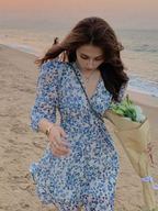 Julia Fashion - Gloral Blue Dress