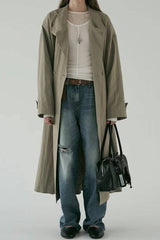 Oversized Stand Collar Long Casual Overcoat