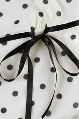 Polka Dot Tie Waist Asymmetric Crop Top