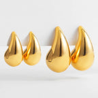 JuliaFashion-Extra Large Gold Plated Teardrop Earrings