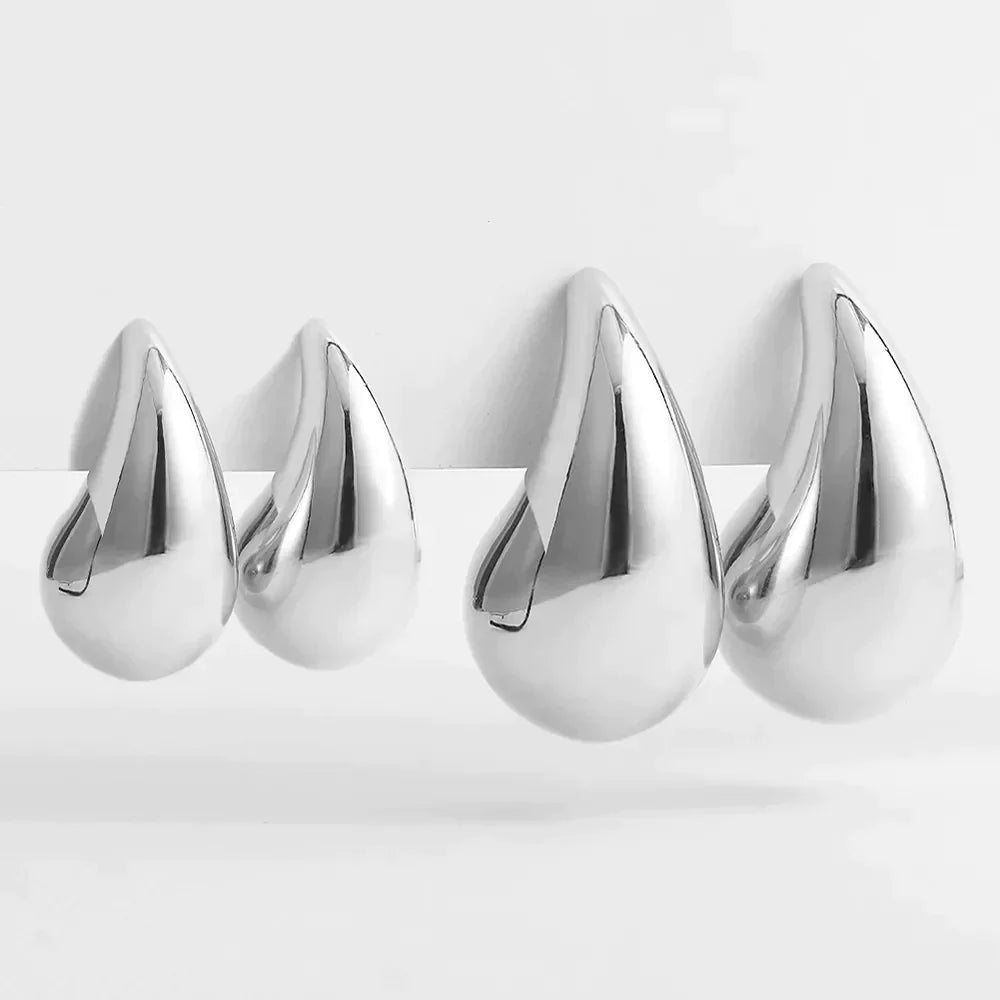 JuliaFashion-Extra Large Gold Plated Teardrop Earrings