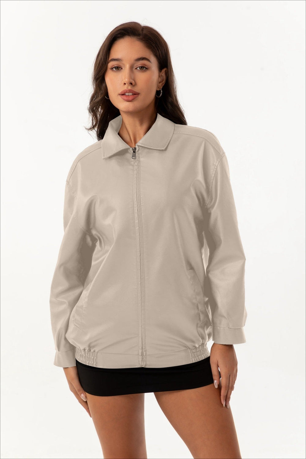 Oversized Lapel Leather Jacket