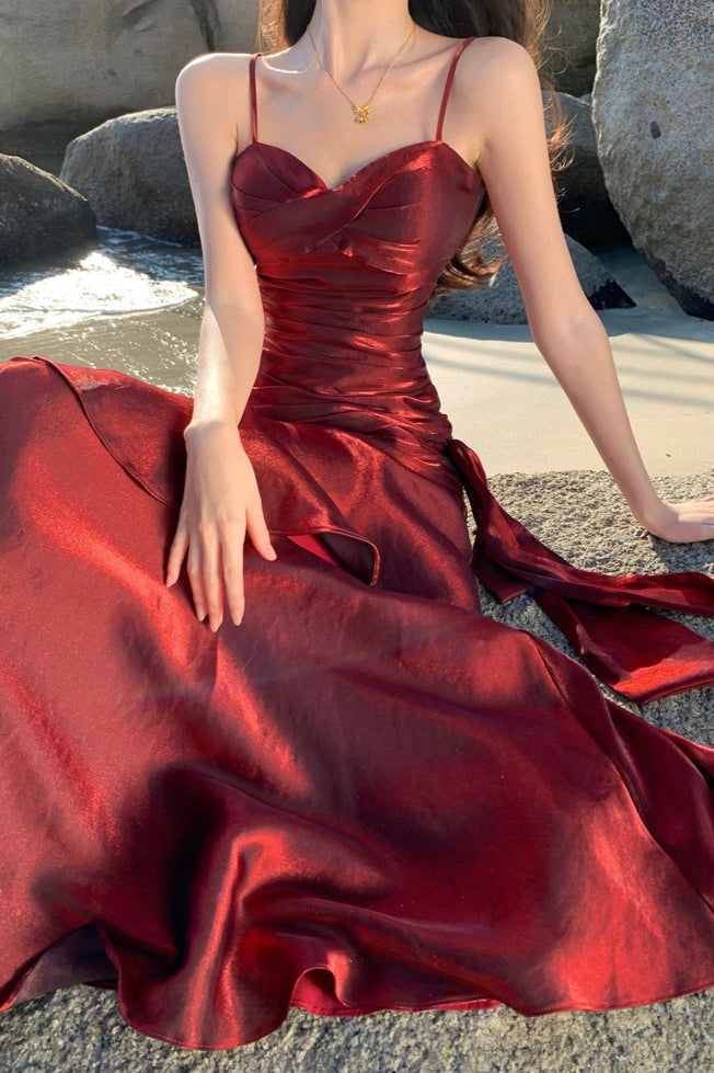 Satin Ruffle Trim Party Dress