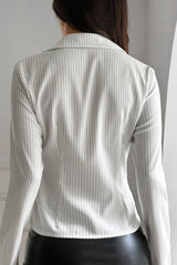 Solid Striped Long Sleeve Blouse