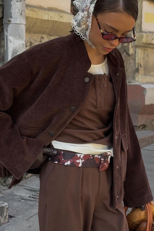 Stand Collar Single-Breasted Jacket