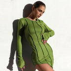 Julia Fashion - Three-dimensional Stripes Slim Irregular Bodycon Elegant Women's Mini Dress