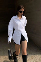 Longline Slimming Long Sleeve Blouse