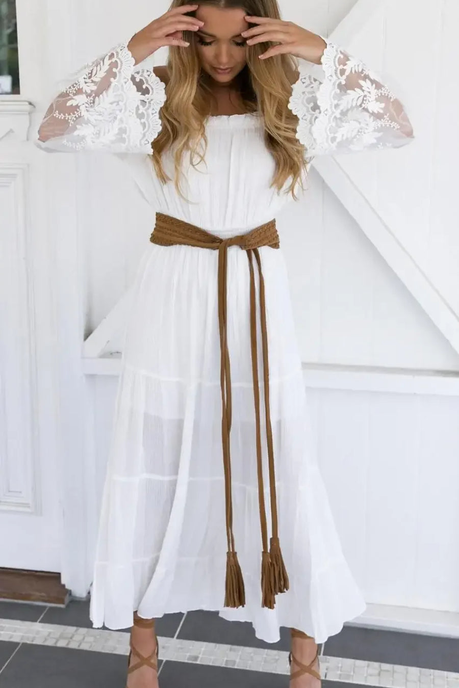 Flare Sleeve Off Shoulder Boho Dress