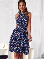 JuliaFashion - 2024Sleeveless Porka Dot Print Boho Summer Dress
