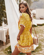 JuliaFashion - Short Sleeve Geometric Print Boho Dress