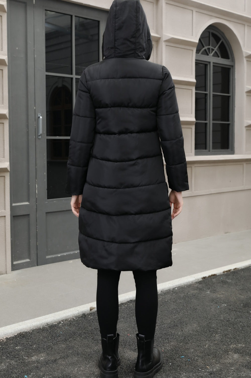 Plus Size Hooded Longline Puffer Coat coats