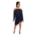Julia Fashion - Long Sleeve Ruched Party Dress