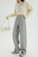 Fleece Lined Loose Fit Curved Knit Pants