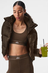 Cropped Fitted Quilted Puffer Jacket XXS / Brown