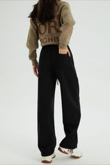 Fleece Lined Loose Fit Curved Knit Pants