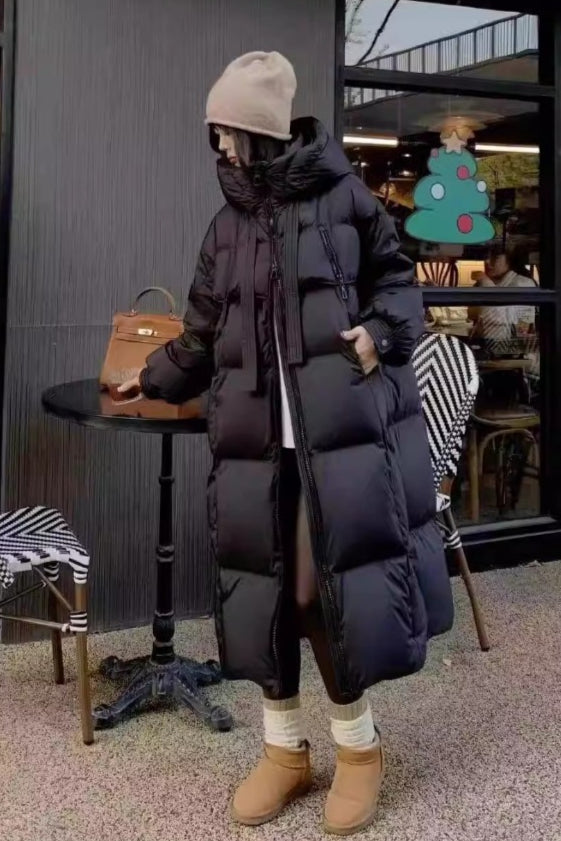 Trendy Long Hooded Puffer Jacket