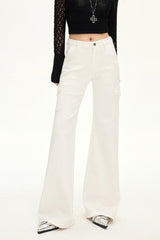 Stretch Slim Fit White Cargo Jeans