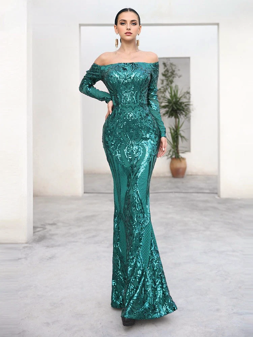 JuliaFashion - Sexy Off the Shoulder Sequin Party Dress