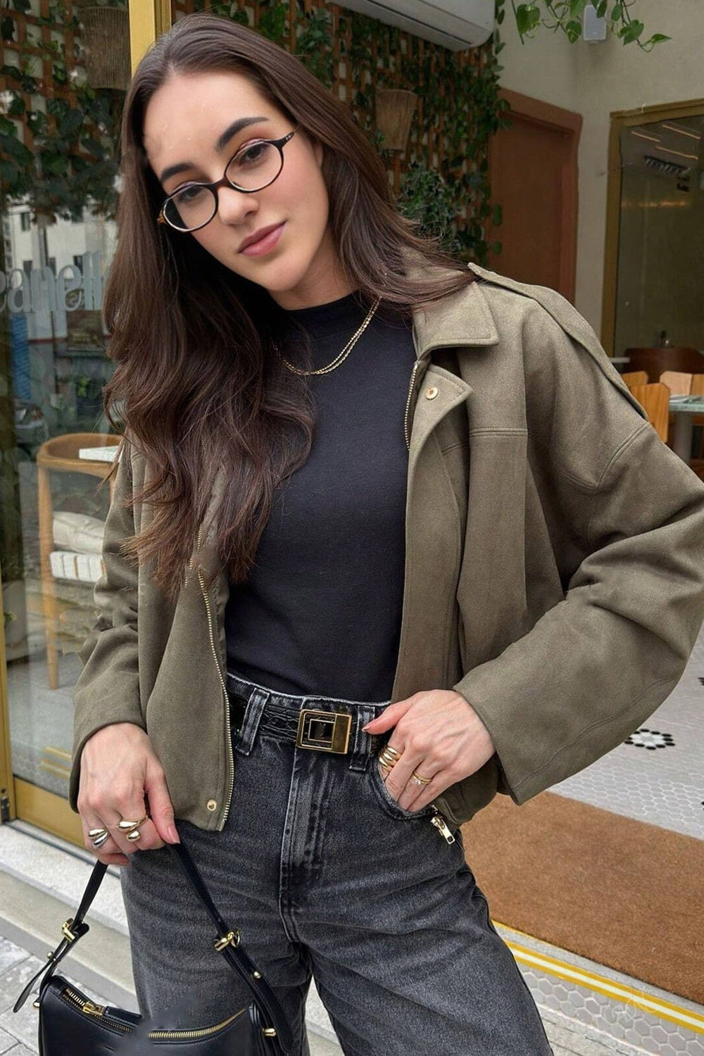 Batwing Sleeve Bomber Jacket