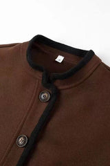 Wool Blend Colorblock Casual Coat coats