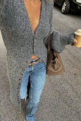 Grey Oversized Longline Knit Overcoat