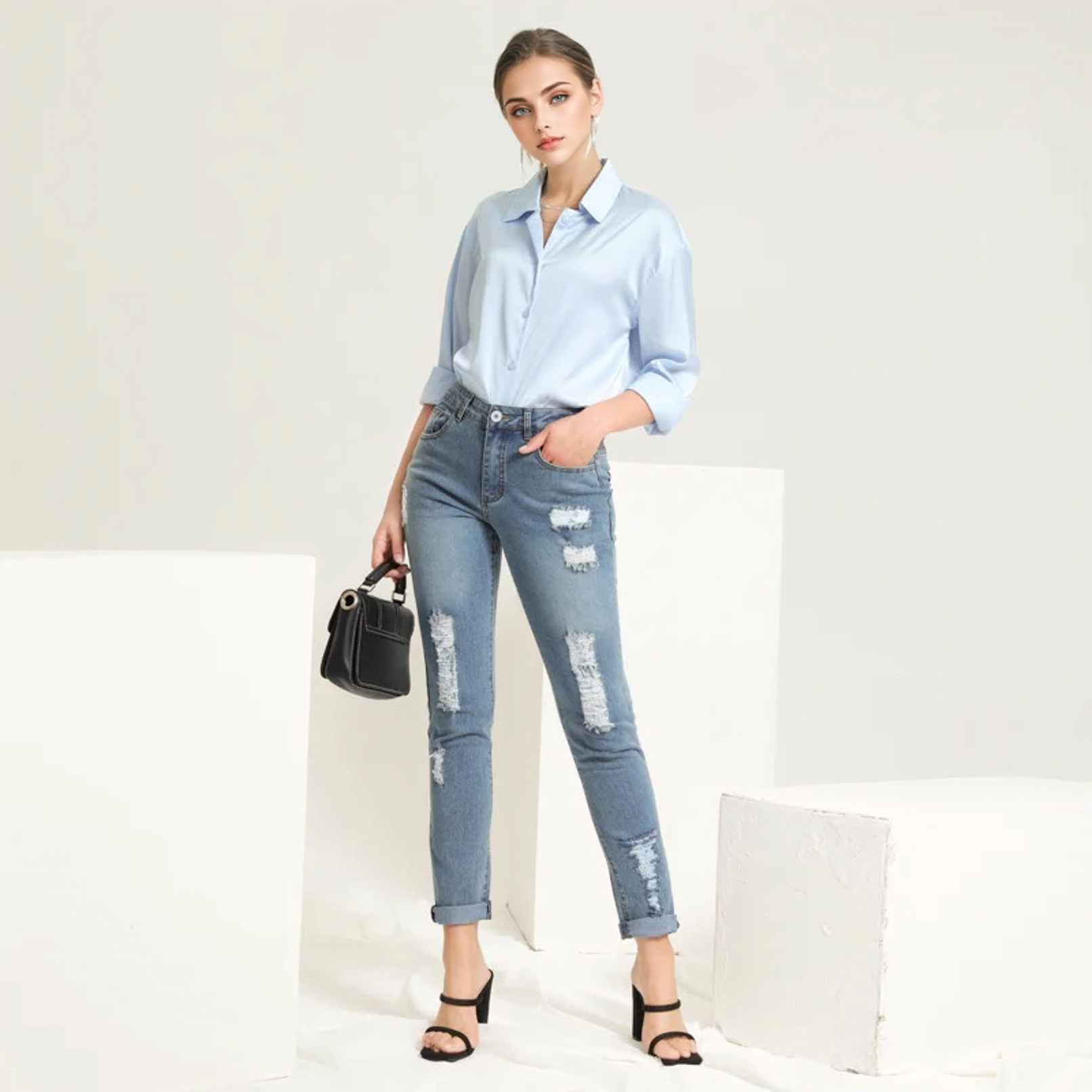 Julia Fashion - Brand New High Woman Denim Pencil Pants