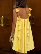 3D Floral Ribbon Mini Dress