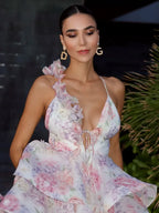 3D Floral Ruffled Mini Dress