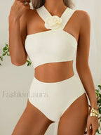 3D Flower Asymmetric Cut Out One Piece