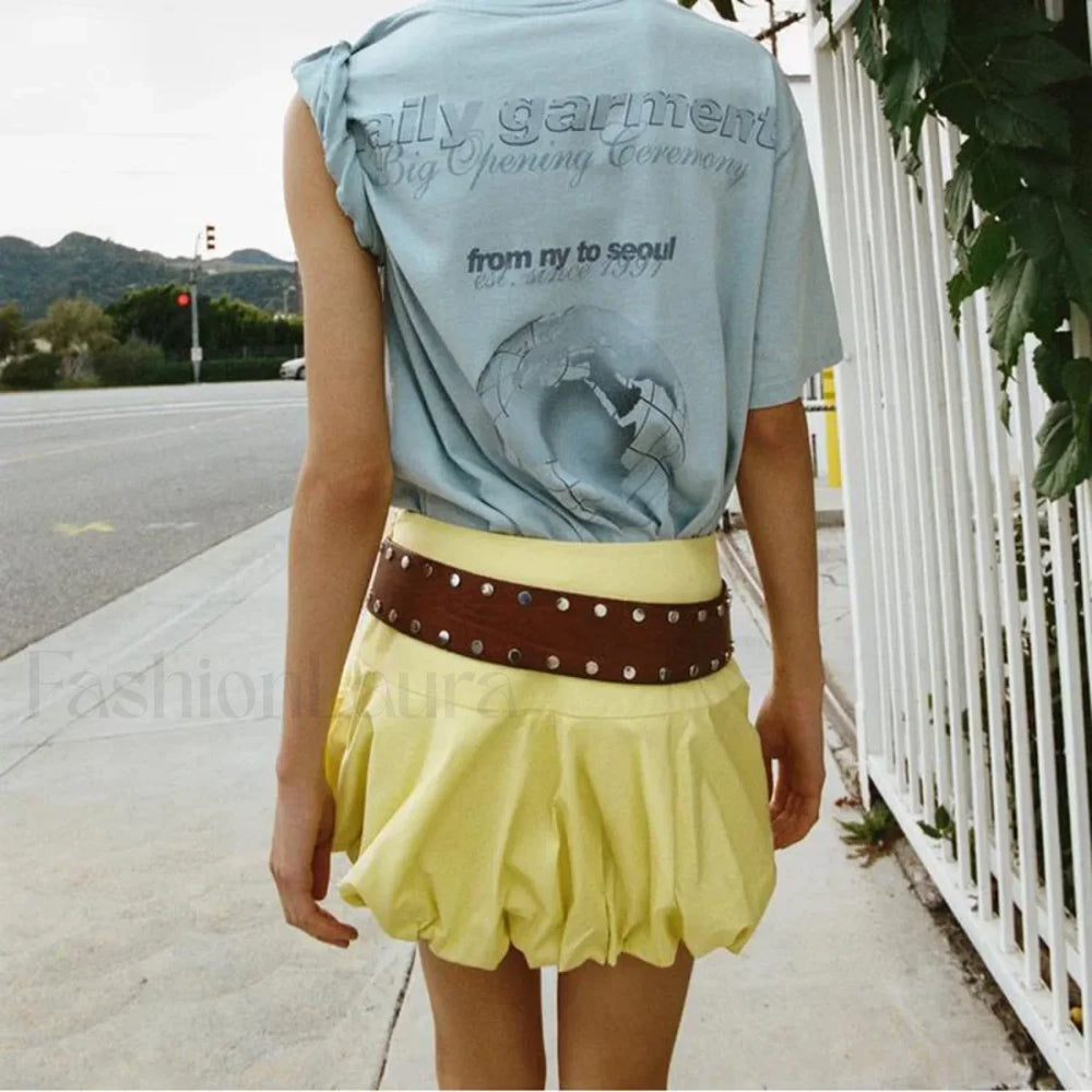 3D Flower Denim Micro Skirt