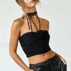 3D Flower Halter Crop Top