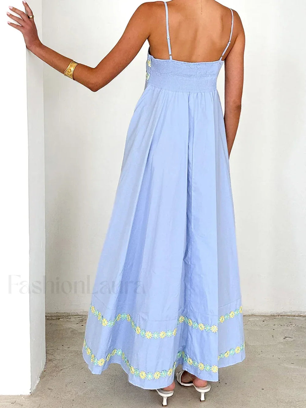 3D Flower Loose A Line Maxi Dress