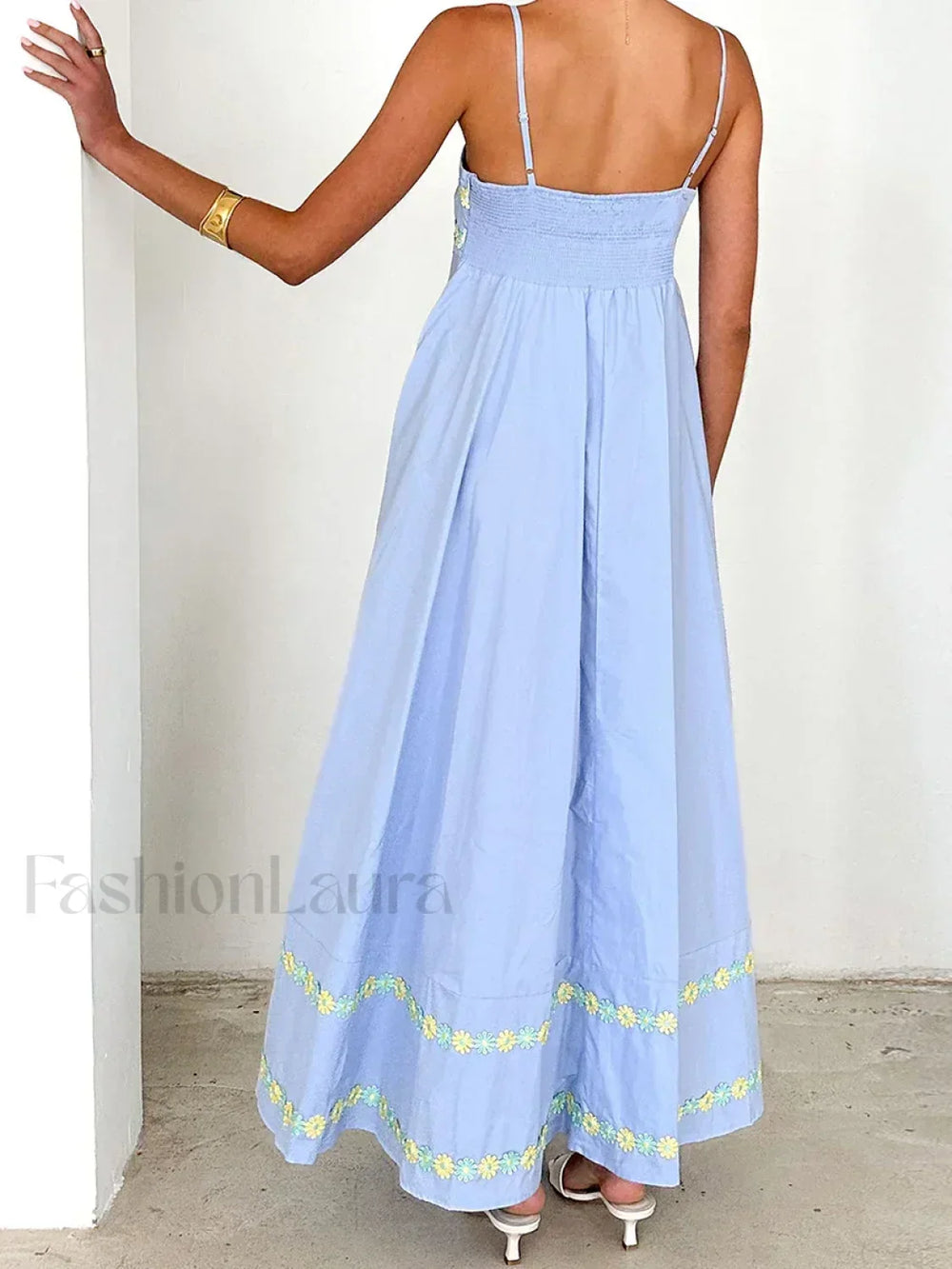 3D Flower Loose A Line Maxi Dress