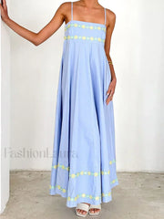 3D Flower Loose A Line Maxi Dress