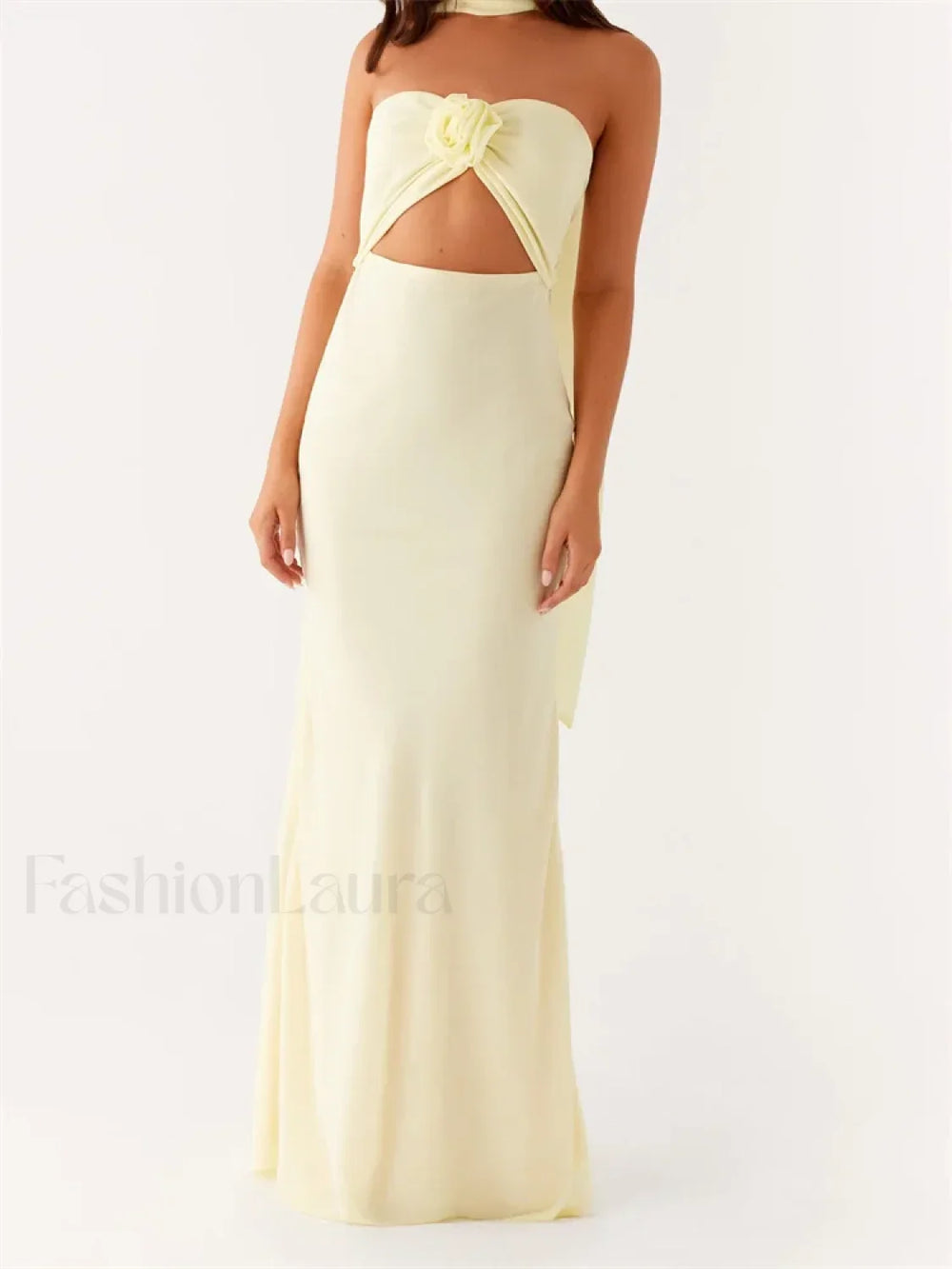 3D Flower Patchwork Tube Maxi Dress pink2 / S