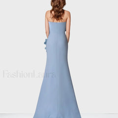 3D Flowers Blue Mermaid Maxi Dress