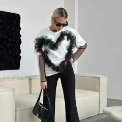 3D Love Flower Cotton T Shirt