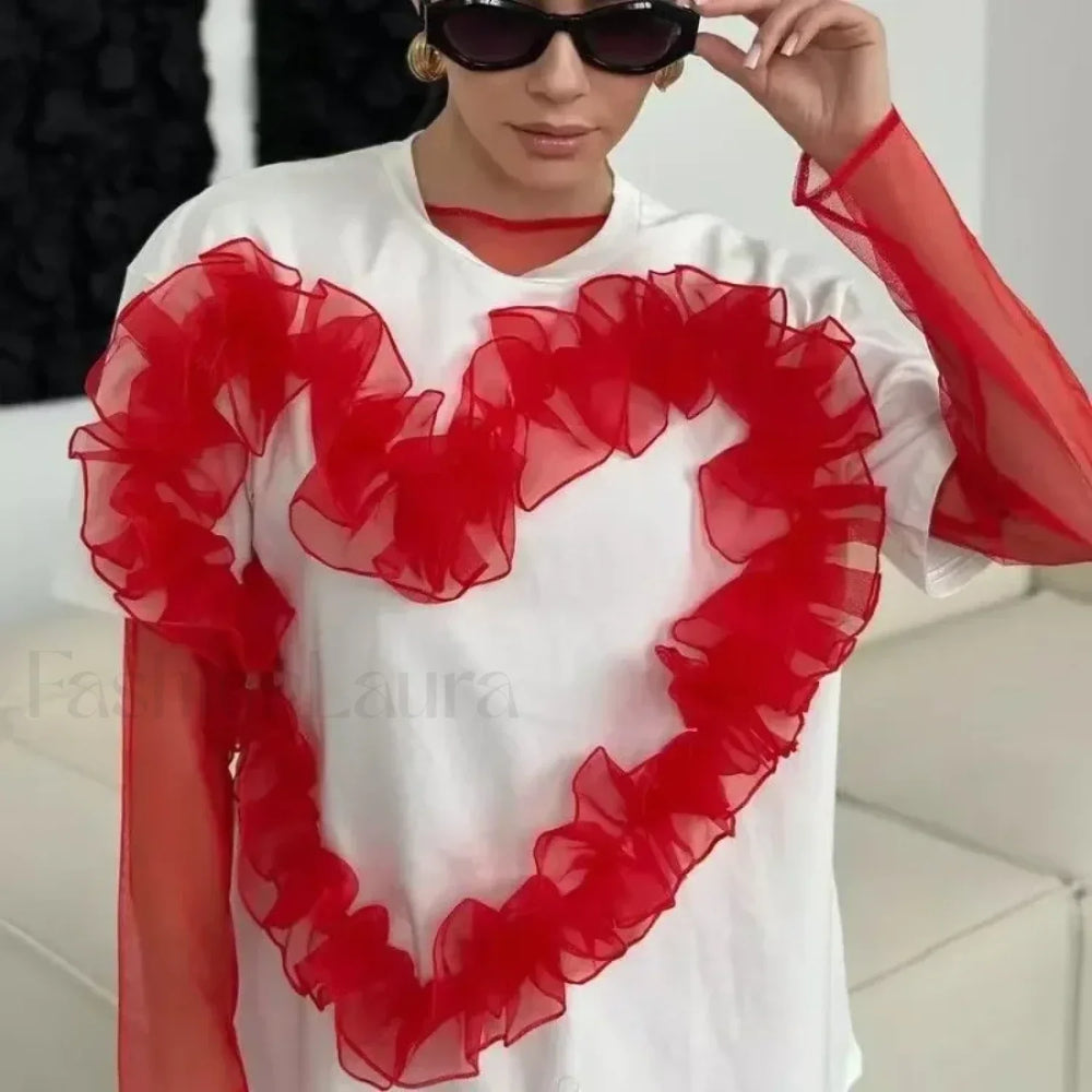 3D Love Flower Cotton T Shirt