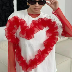 3D Love Flower Cotton T Shirt