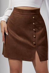 Solid Suede Bodycon Mini Skirt