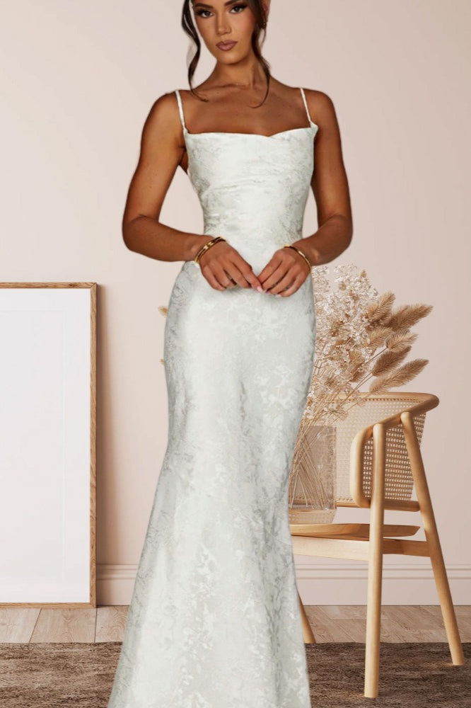 Solid Sash Backless Mermaid Formal Dress