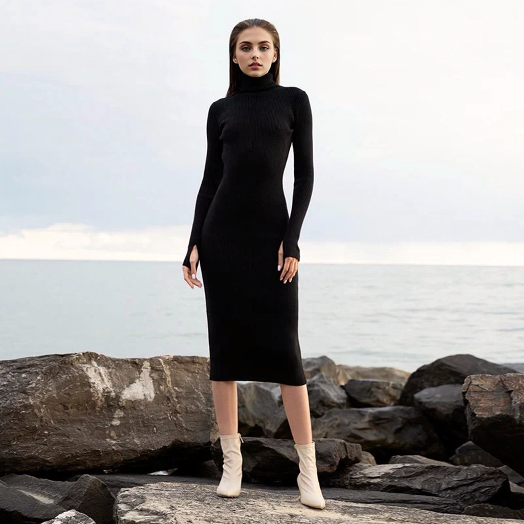 Julia Fashion - High Collar Back Hollow Dress