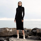 Julia Fashion - High Collar Back Hollow Dress