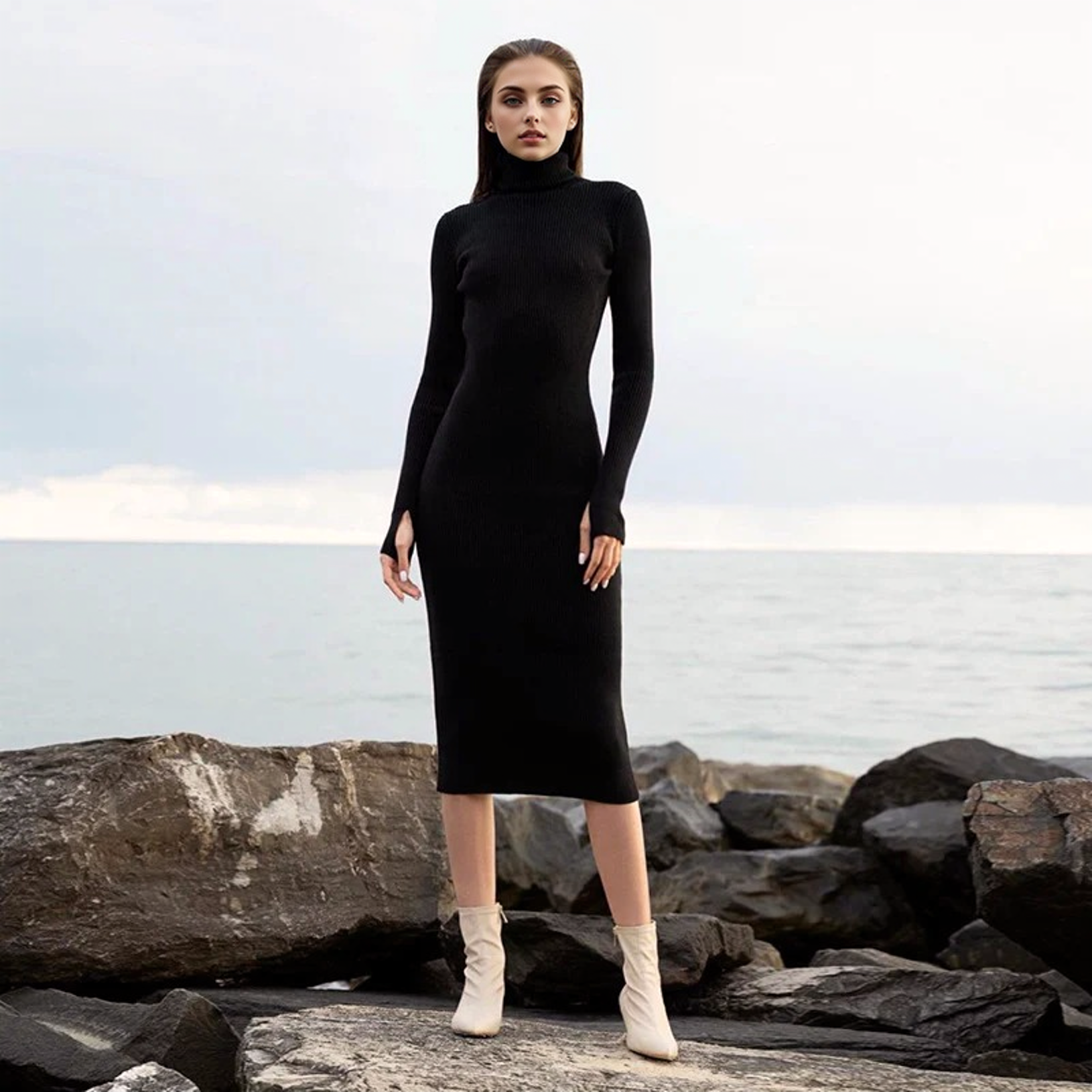 Julia Fashion - High Collar Back Hollow Dress