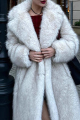 Plush Fox Faux Fur Long Overcoat
