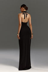 Ruched Halter Backless Party Dress