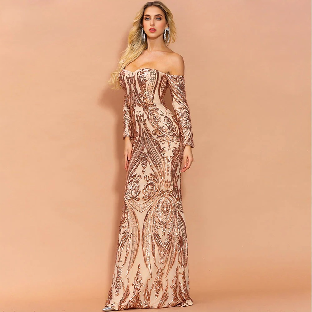 JuliaFashion - Sexy Off the Shoulder Sequin Party Dress