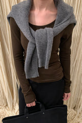 Longline Viscose Long Sleeve Knit Top