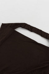 Brown Halter Backless Maxi Party Dress