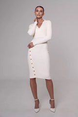 Polo Neck Bodycon Sweater Dress